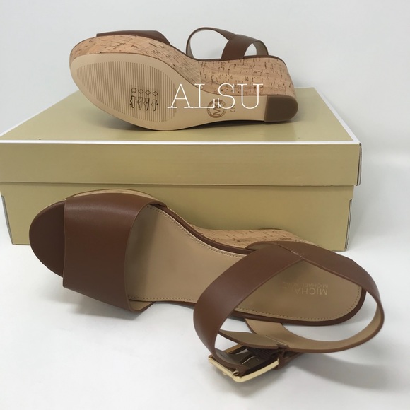 Michael Kors Xaria Wedge Leather Brown Luggage W - Picture 5 of 8